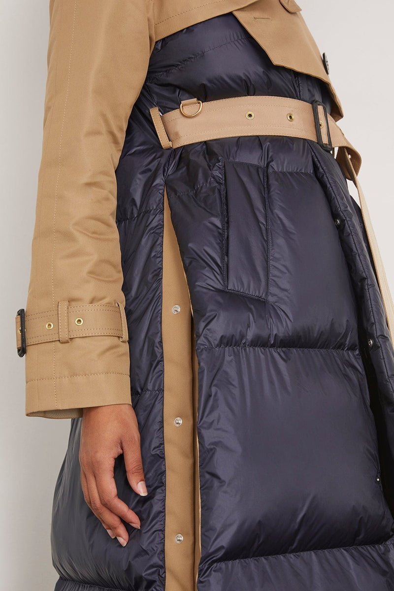 Sacai Cotton Gabardine x Padded Coat in Beige/Navy – Hampden Clothing