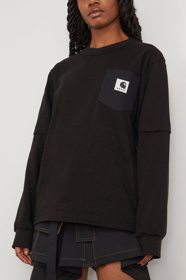 Sacai x Carhartt WIP Tops Long Sleeve T-Shirt in Black Sacai x Carhartt Long Sleeve T-Shirt in Black