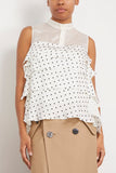Sacai Tops Polka Dot Flock Print Pullover in Off White Sacai Polka Dot Flock Print Pullover in Off White