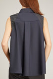 Sacai Tops Suiting Mix Shirt in Navy Sacai Suiting Mix Shirt in Navy
