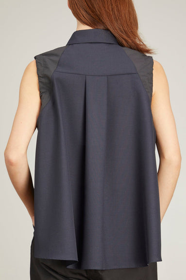 Sacai Tops Suiting Mix Shirt in Navy Sacai Suiting Mix Shirt in Navy