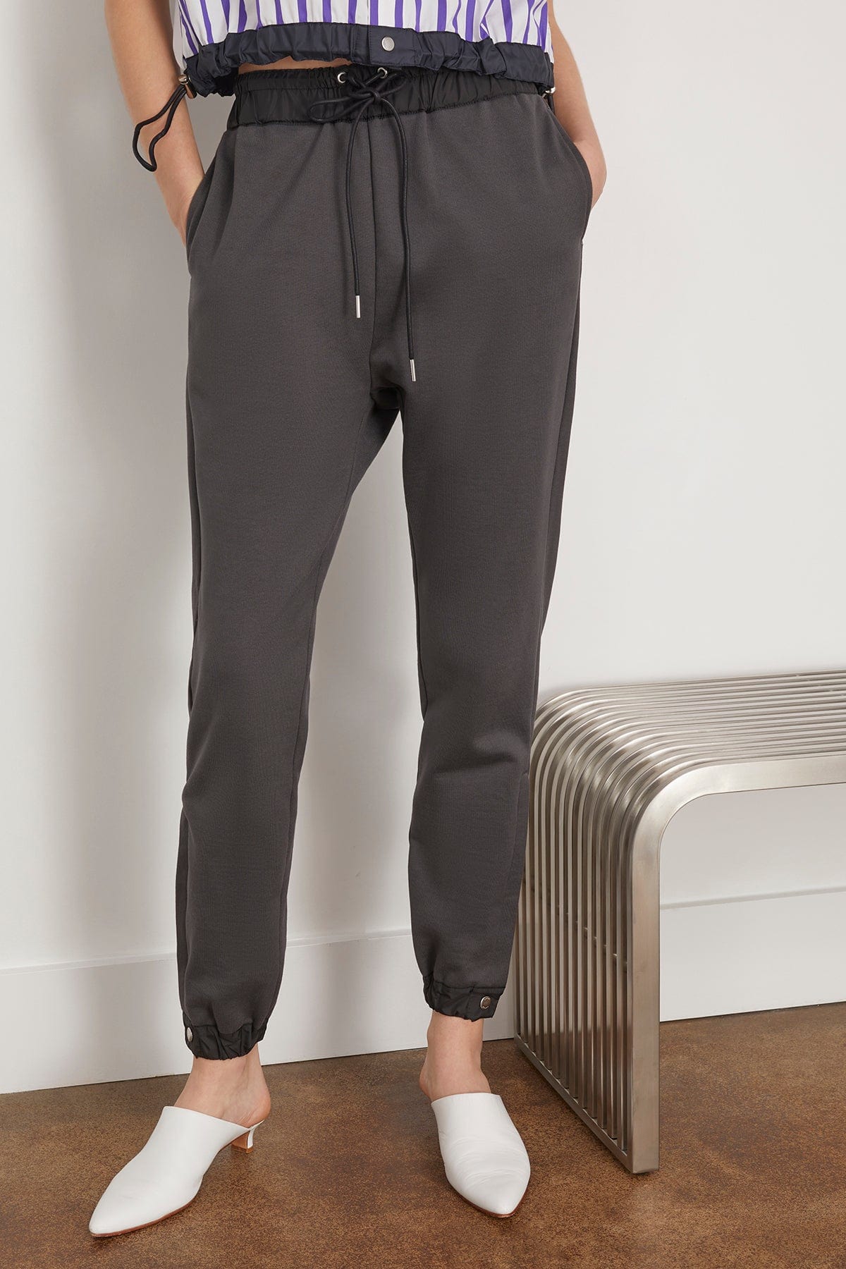 Sacai Pants Sweat Jersey Pants in Charcoal Gray Sacai Sweat Jersey Pants in Charcoal Gray