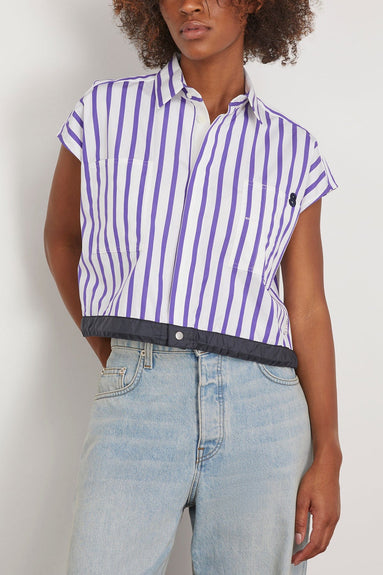 Sacai Thomas Mason / Cotton Poplin Shirt in Purple Stripe