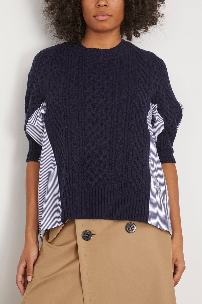 Sacai Wool Knit Pullover in Navy Stripe – Hampden Clothing