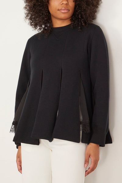 Sacai Sweatshirts Chiffon Mix Sponge Sweat Pullover in Black Chiffon Mix Sponge Sweat Pullover in Black