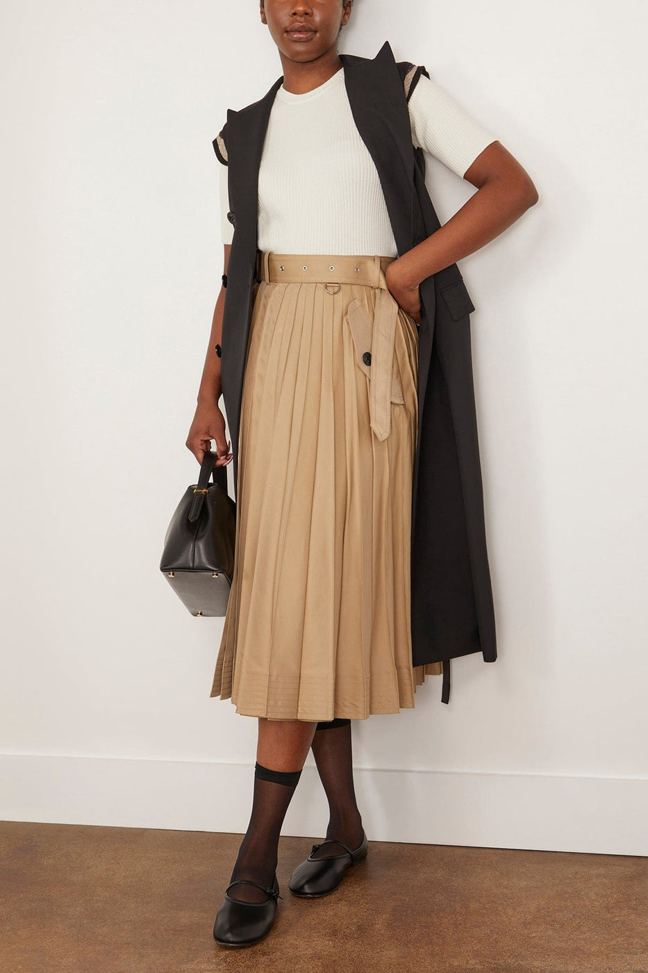 Sacai Skirts Cotton Gabardine Skirt in Beige Sacai Cotton Gabardine Skirt in Beige