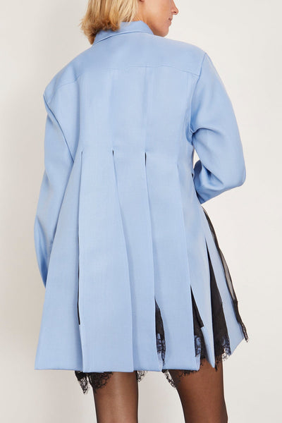 Sacai Dresses Double Faced Silk Cotton Shirt Dress in Blue Double Faced Silk Cotton Shirt Dress in Blue