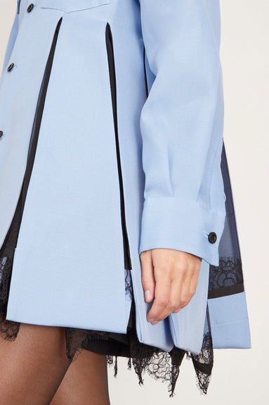 Sacai Dresses Double Faced Silk Cotton Shirt Dress in Blue Double Faced Silk Cotton Shirt Dress in Blue