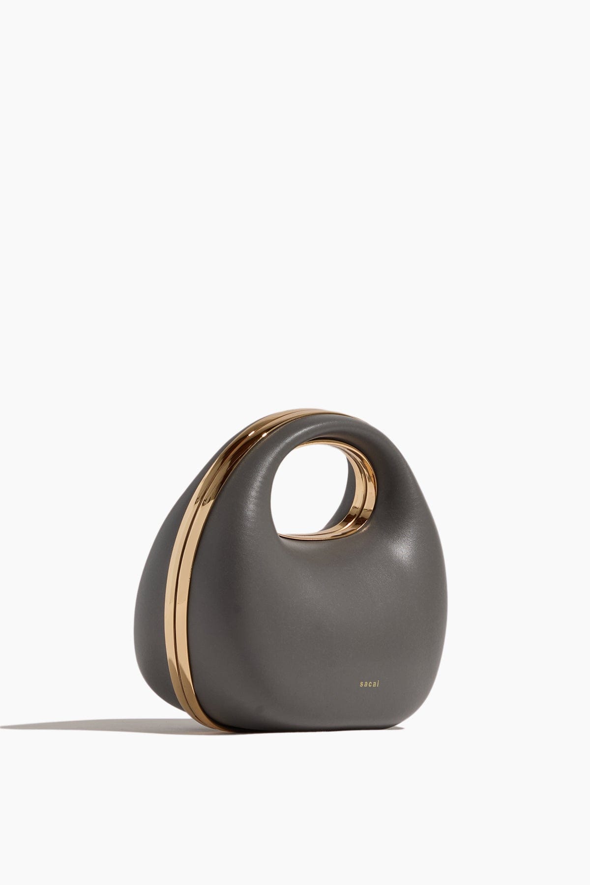 Sacai Leather Round Bag in Gray