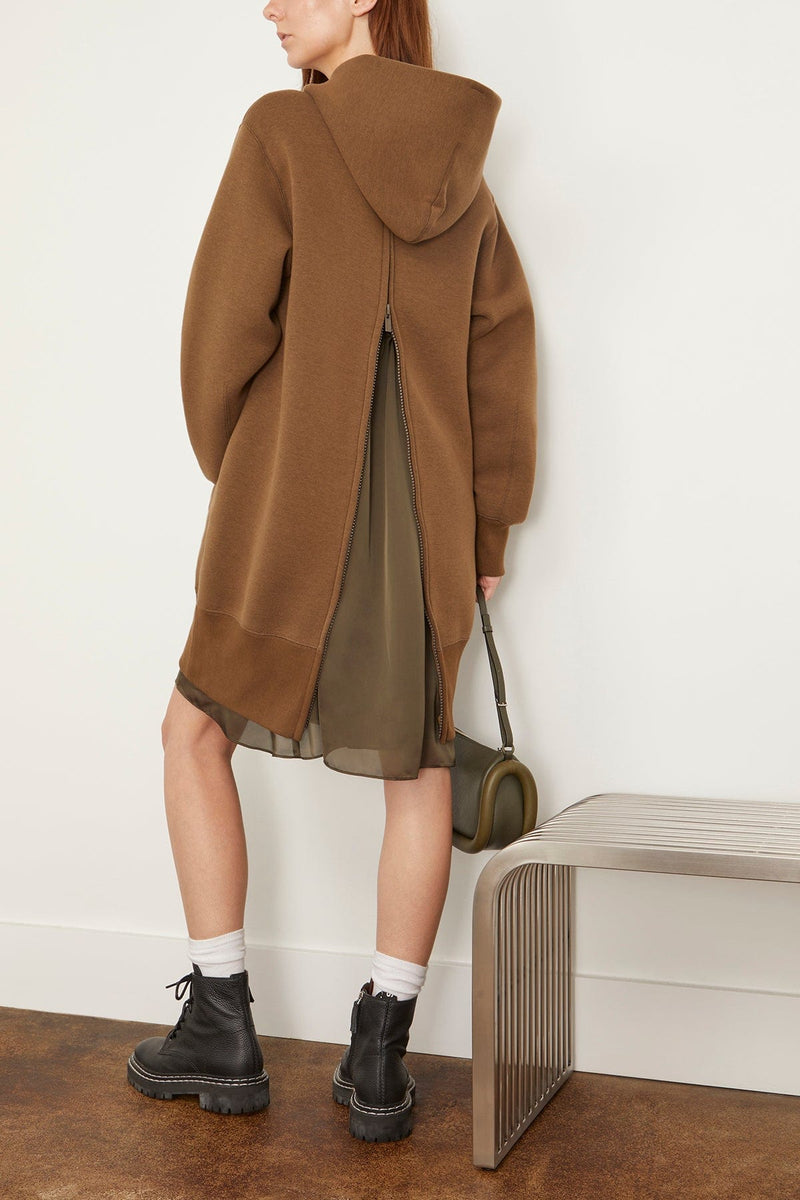 Sacai Sponge Sweat Hoodie Dress in Dark Beige – Hampden Clothing