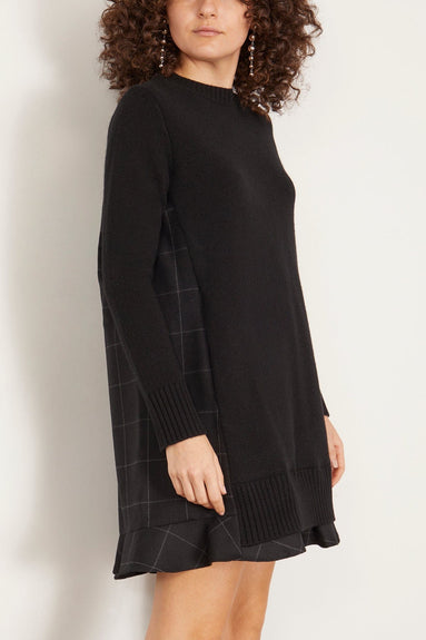 Sacai Dresses Windowpane Knit Dress in Black Windowpane Knit Dress in Black