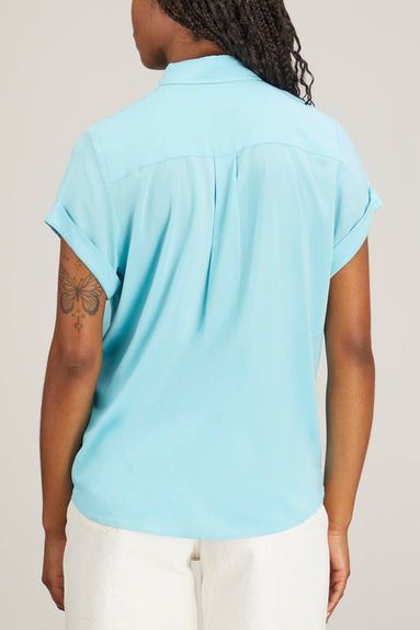 Samsoe Samsoe Tops Majan Short Sleeve Shirt in Blue Topaz Samsoe Samsoe Majan Short Sleeve Shirt in Blue Topaz