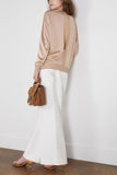 SASUPHI Sweaters Maglia Girocollo Round Neck Sweater with Back Slit in Camel