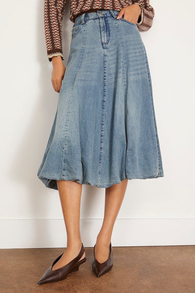 Sea Skirts Amari Denim Bubble Skirt in Blue SEA Amari Denim Bubble Skirt in Blue