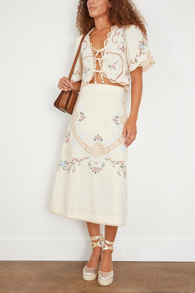 Sea Skirts Edwina Embroidered Skirt in White SEA Edwina Embroidered Skirt in White