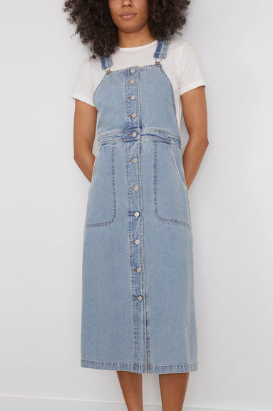 Sea Casual Dresses Marion Mended Denim Overall Dress in Blue Sea Marion Mended Denim Overall Dress in Blue