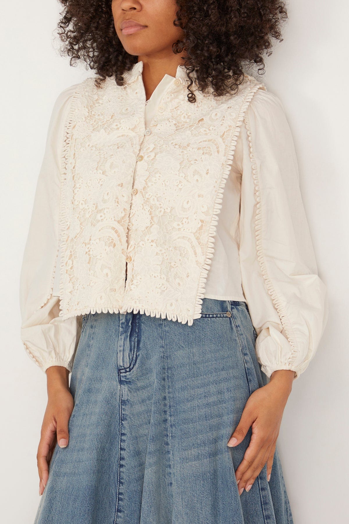 Sea Tops Sabine Embroidery Long Sleeve Top in Cream SEA Sabine Embroidery Long Sleeve Top in Cream