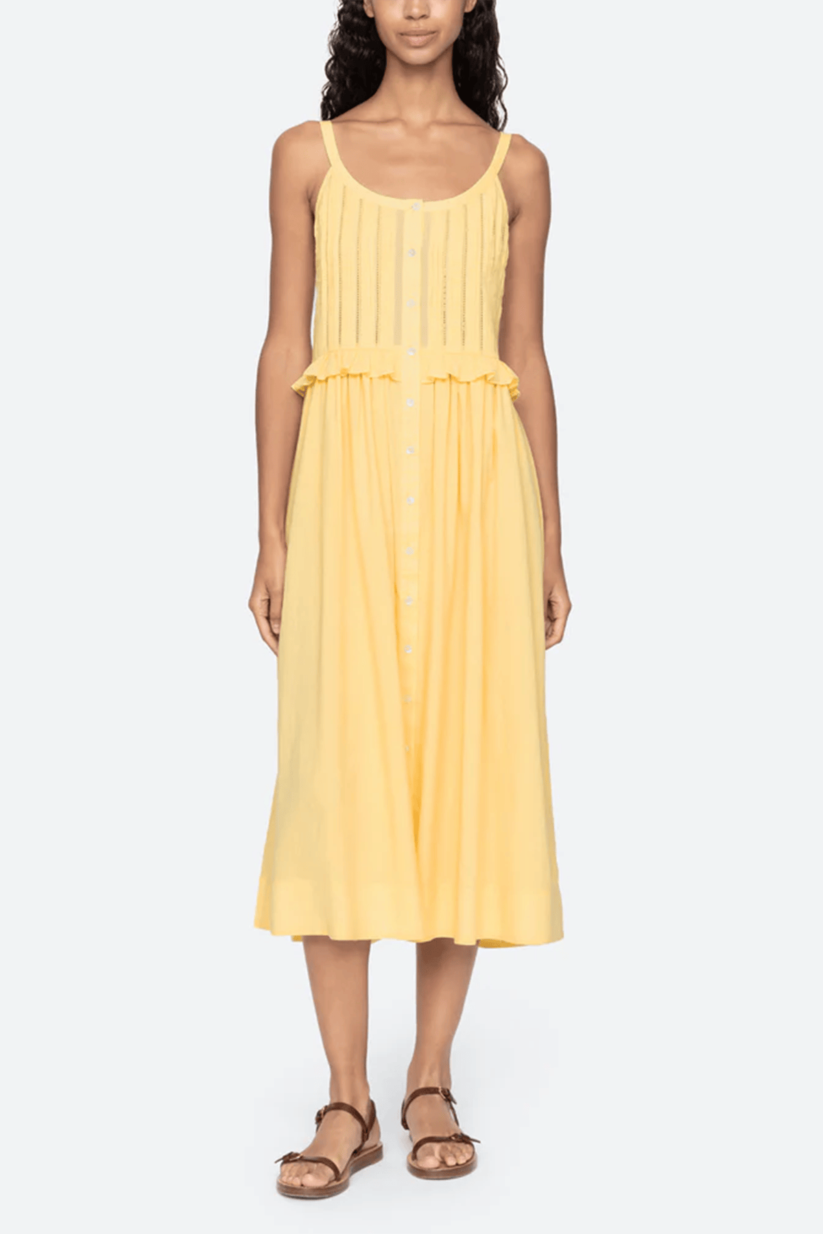 Sea Alberte Solid Tank Dress in Yellow