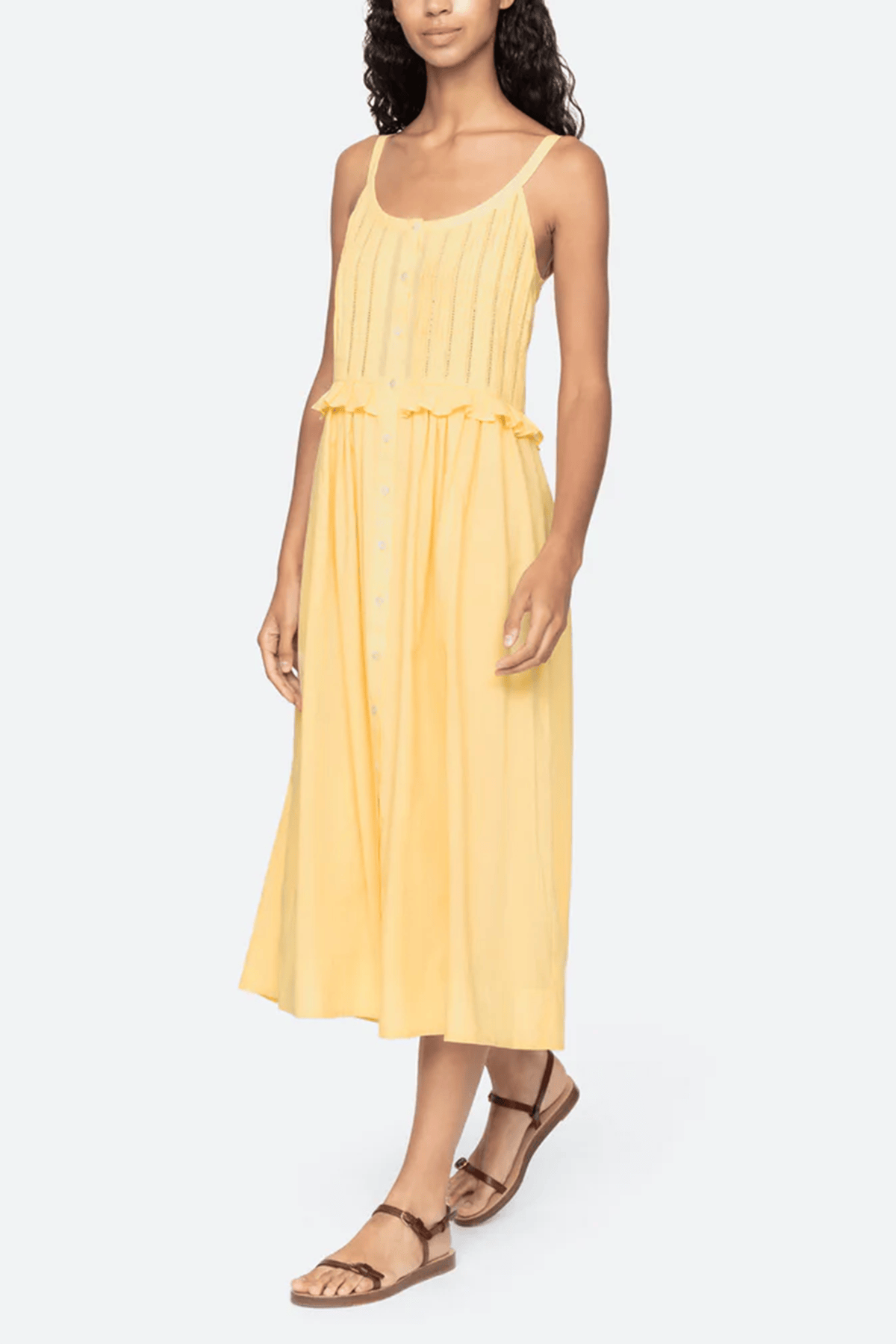 Sea Alberte Solid Tank Dress in Yellow