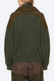 Sea Allen Cable Half Zip Double Layer Sweater in Green