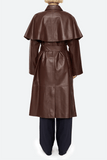 Sea Caitlin Leather Trench Coat in Brown