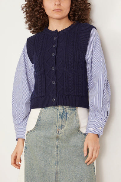 Sea Sweaters Caleb Cable Knit Combo Sweater in Navy Caleb Cable Knit Combo Sweater in Navy