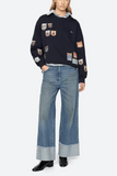Sea Davis Patchwork Crewneck Sweatshirt in Navy