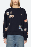Sea Davis Patchwork Crewneck Sweatshirt in Navy