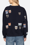 Sea Davis Patchwork Crewneck Sweatshirt in Navy