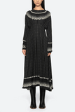 Sea Elly Polka Print Bell Sleeve Dress in Black