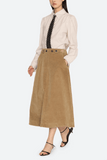 Sea Garrett Corduroy Midi Skirt in Khaki