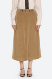 Sea Garrett Corduroy Midi Skirt in Khaki
