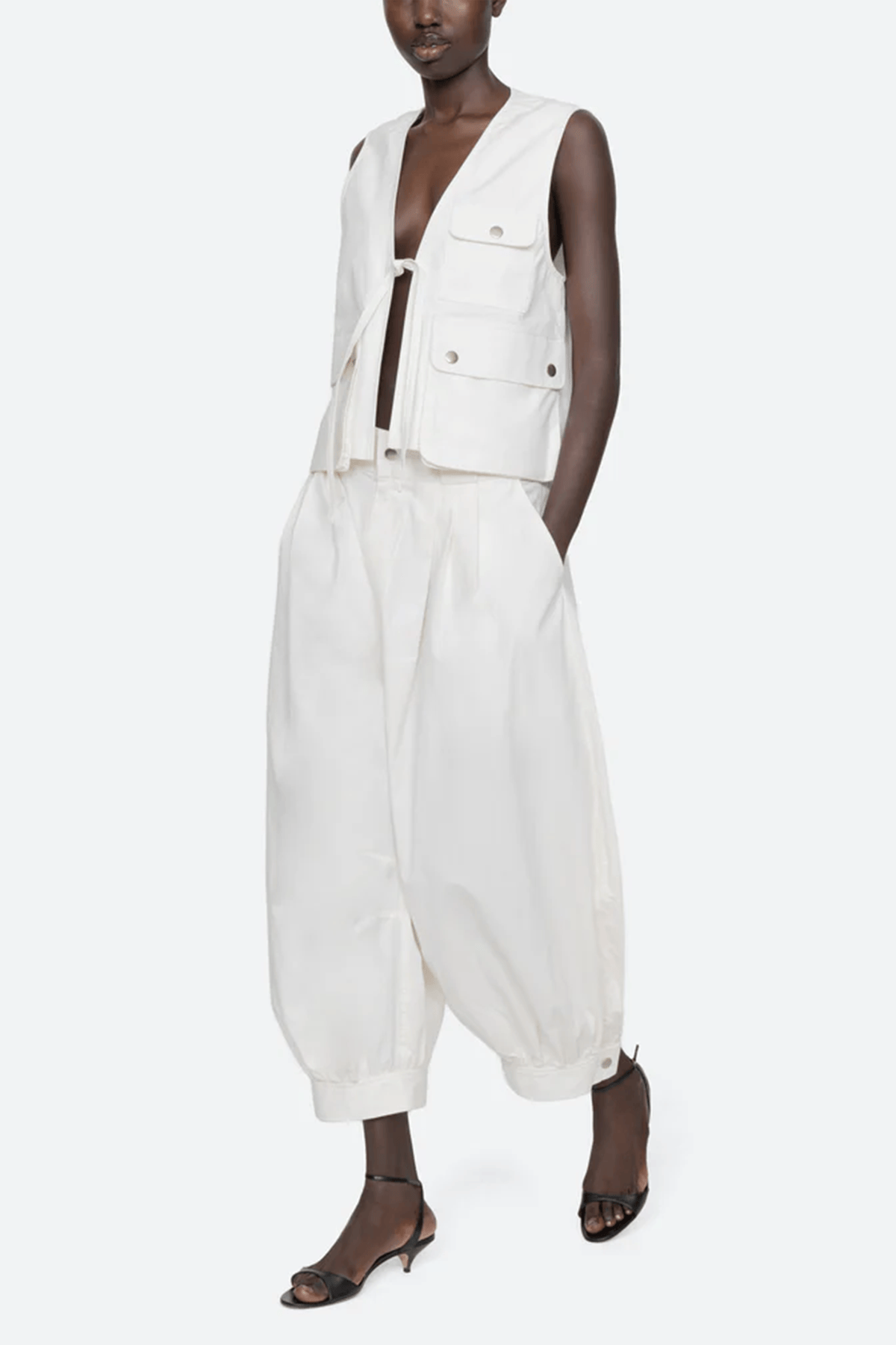 Sea Lois Twill Vest in Cream
