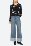 Sea Margeurite Lace Patch Cardigan in Navy
