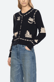 Sea Margeurite Lace Patch Cardigan in Navy
