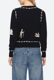 Sea Margeurite Lace Patch Cardigan in Navy