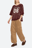 Quinn Embroidery Beaded T-Shirt in Burgundy