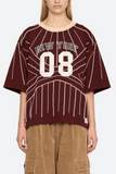 Quinn Embroidery Beaded T-Shirt in Burgundy