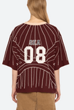 Quinn Embroidery Beaded T-Shirt in Burgundy