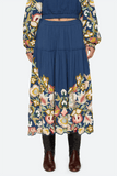 Wilhelmina Embroidered Skirt in Blue