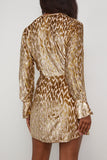 Simkhai Cocktail Dresses Camryn Long Sleeve Mini Dress in Gold Simkhai Camryn Long Sleeve Mini Dress in Gold