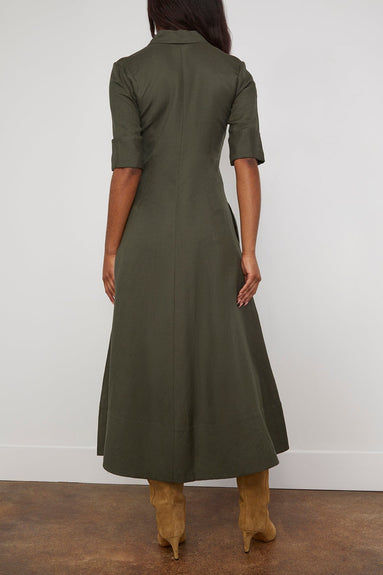 Simkhai Casual Dresses Claudine Short Sleeve Midi Dress in Army Simkhai Claudine Short Sleeve Midi Dress in Army