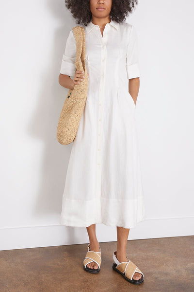 Simkhai Casual Dresses Claudine Short Sleeve Shirt Midi Dress in White Simkhai Claudine Short Sleeve Shirt Midi Dress in White