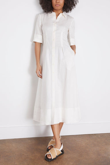 Simkhai Casual Dresses Claudine Short Sleeve Shirt Midi Dress in White Simkhai Claudine Short Sleeve Shirt Midi Dress in White