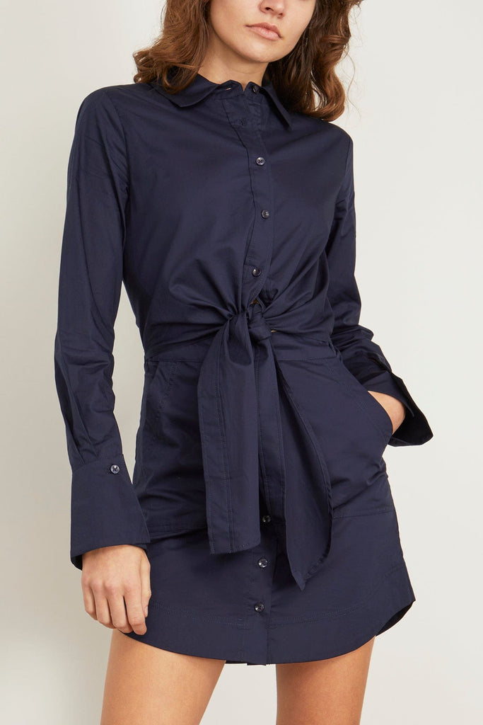 Simkhai Colbi Tie Mini Shirt Dress in Midnight – Hampden Clothing