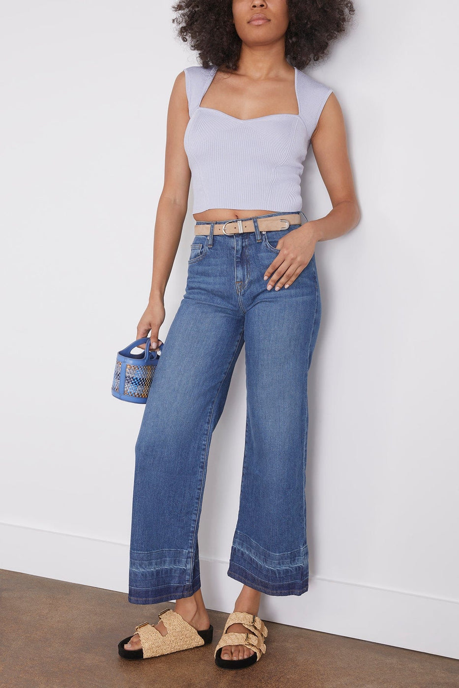 Simkhai Jeans Jude Mid Rise Crop Wide Leg Jean in Coronado Simkhai Jude Mid Rise Crop Wide Leg Jean in Coronado