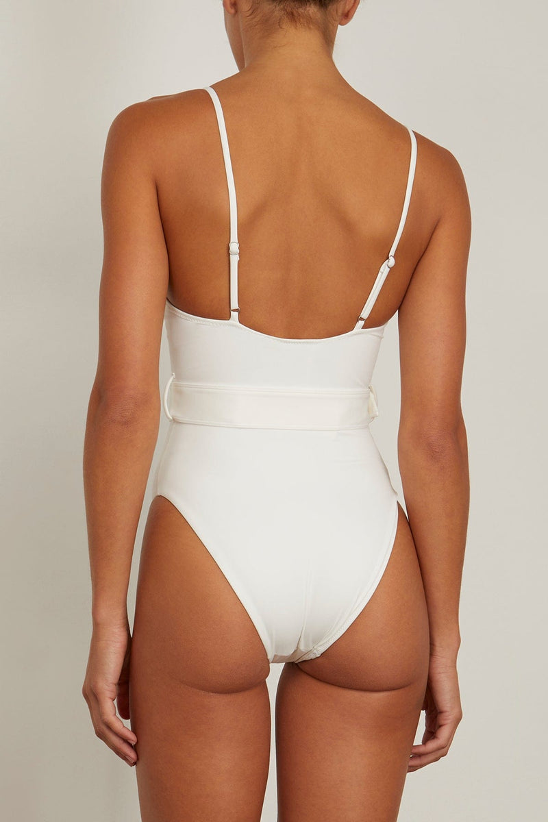 Simkhai Noa Belted Bustier One Piece Swimsuit in White – Hampden