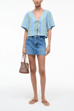 Staud Ava Linen Top in Seaport Stripe