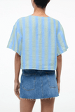 Staud Ava Linen Top in Seaport Stripe