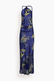 Staud Charli Silk Dress in Tapestry Midnight